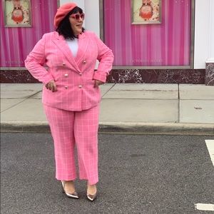 Eloquii Windowpane Double Breasted Blazer